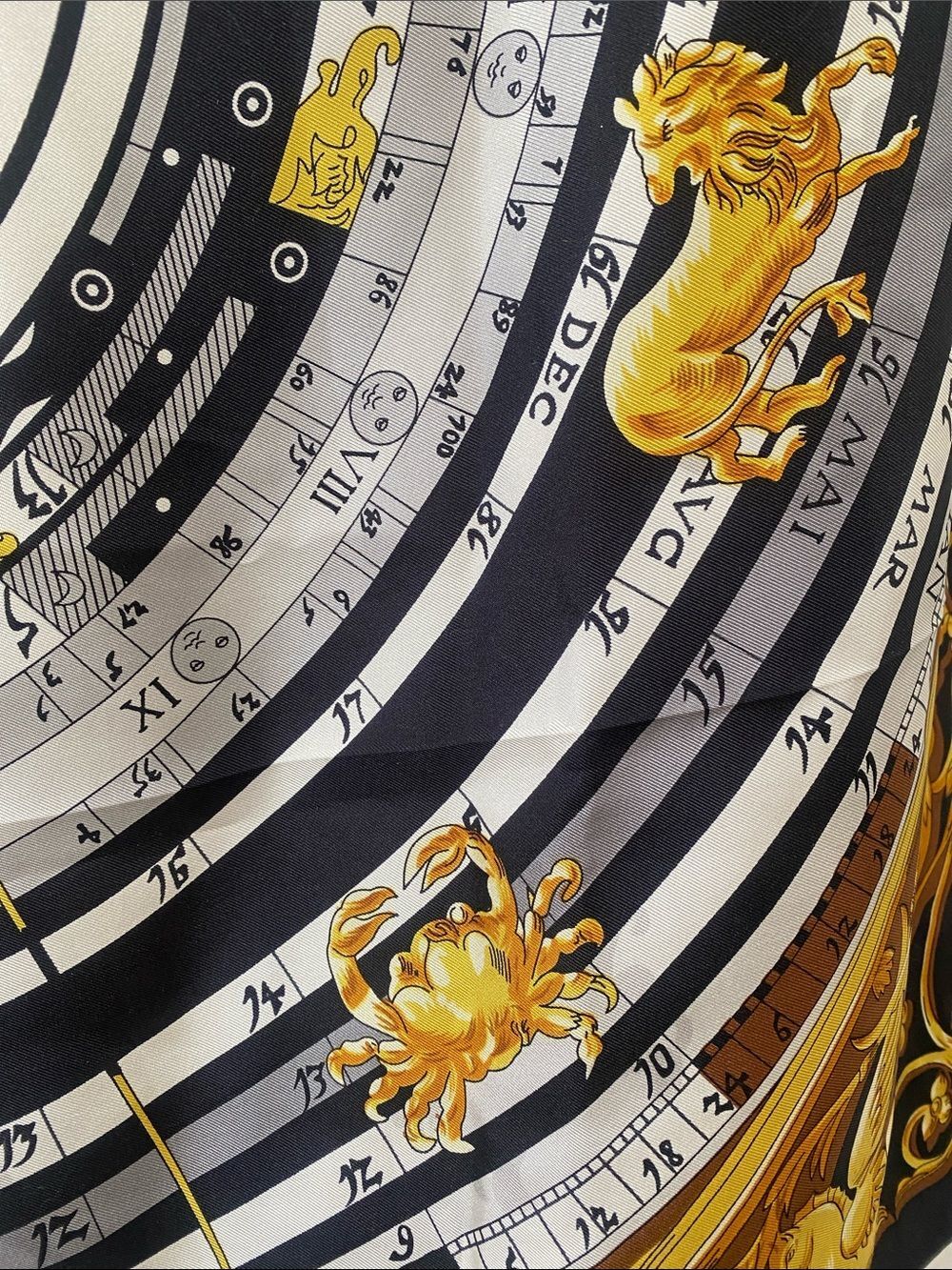 JBK Collection 100% Silk Scarf Black, Gold & White Zodiac Celestial Luxurious - Picture 15 of 16